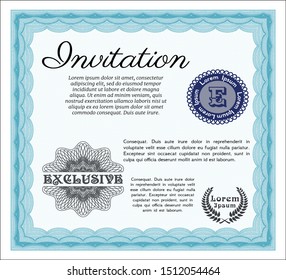 Light blue Invitation. With quality background. Vector illustration. Money Pattern. 