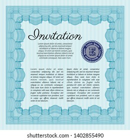 Light blue Invitation. Retro design. Vector illustration. Complex background. 