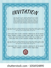 Light blue Invitation. Superior design. Easy to print. Vector illustration. 