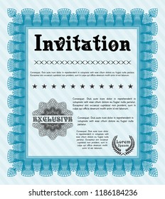 Light blue Invitation. Superior design. Complex background. Detailed. 