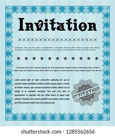 Light blue Invitation. Superior design. Printer friendly. Customizable, Easy to edit and change colors. 