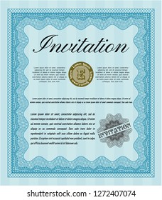 Light blue Invitation template. Artistry design. With quality background. Customizable, Easy to edit and change colors. 