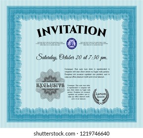Light blue Invitation template. With background. Vector illustration. Nice design. 