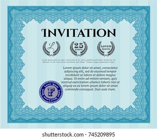 Light blue Invitation template. Beauty design. Customizable, Easy to edit and change colors. Printer friendly. 