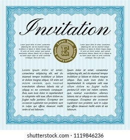 Light blue Invitation template. Complex background. Customizable, Easy to edit and change colors. Superior design. 