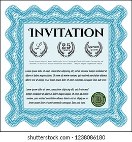 Light blue Invitation template. With complex linear background. Modern design. Customizable, Easy to edit and change colors. 