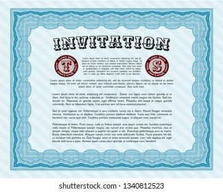 Light blue Invitation template. Complex background. Detailed. Excellent design. 