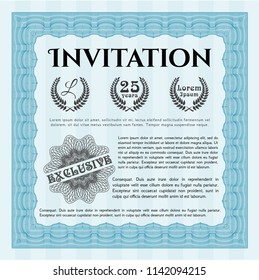 Light blue Invitation template. Customizable, Easy to edit and change colors. Printer friendly. Sophisticated design. 