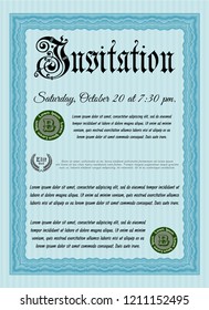 Light blue Invitation template. Customizable, Easy to edit and change colors. Easy to print. Sophisticated design. 