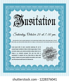 Light blue Invitation template. Customizable, Easy to edit and change colors. With great quality guilloche pattern. Superior design. 