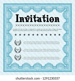 Light blue Invitation template. Customizable, Easy to edit and change colors. Complex background. Nice design. 