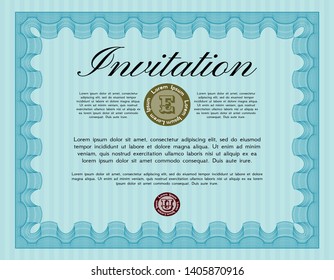 Light blue Invitation template. Customizable, Easy to edit and change colors. Printer friendly. Nice design. 