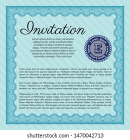 Light blue Invitation template. Customizable, Easy to edit and change colors. With background. Nice design. 