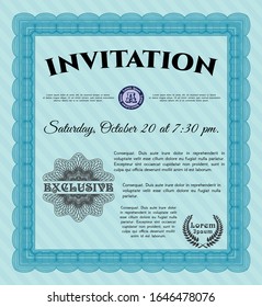 Light blue Invitation template. Customizable, Easy to edit and change colors. Easy to print. Cordial design. 