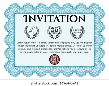 Plantilla de invitación azul claro. Personalizable, Fácil de editar y cambiar de color. Fondo complejo. Diseño elegante. 