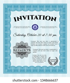 Light blue Invitation template. Detailed. With quality background. Superior design. 
