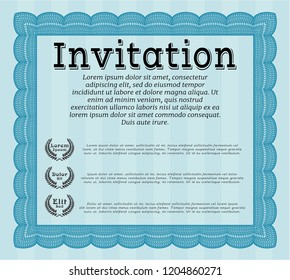 Light blue Invitation template. Easy to print. Beauty design. Customizable, Easy to edit and change colors. 
