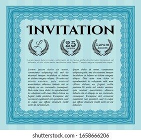 Light blue Invitation template. Easy to print. Detailed. Excellent design. 