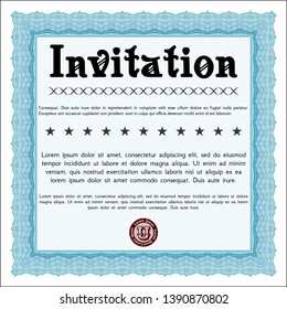 Light blue Invitation template. Elegant design. With complex background. Detailed. 
