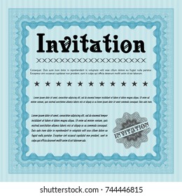 Light blue Invitation template. Elegant design. Vector illustration. Complex background. 