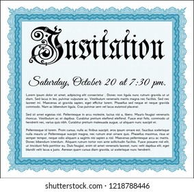 Light blue Invitation template. Excellent design. Vector illustration. Easy to print. 