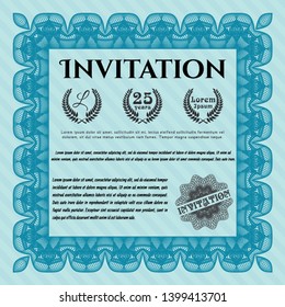 Light blue Invitation template. Good design. Printer friendly. Vector illustration. 