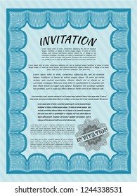 Light blue Invitation template. Modern design. Vector illustration. With quality background. 