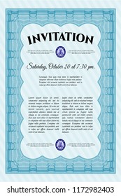 Light blue Invitation template. Money design. Customizable, Easy to edit and change colors. Printer friendly. 