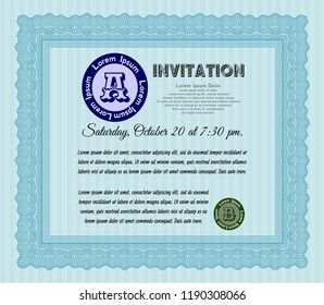 Light blue Invitation template. Money Pattern design. Customizable, Easy to edit and change colors. Printer friendly. 