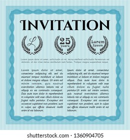 Light blue Invitation template. Money design. Customizable, Easy to edit and change colors. With great quality guilloche pattern. 
