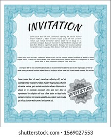 Light blue Invitation template. Printer friendly. Superior design. Vector illustration. 