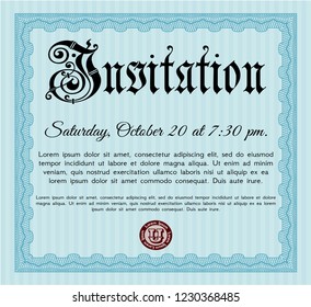 Light blue Invitation template. With quality background. Vector illustration. Perfect design. 