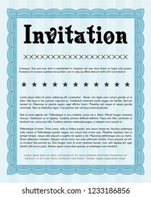Light blue Invitation template. With quality background. Money design. Detailed. 