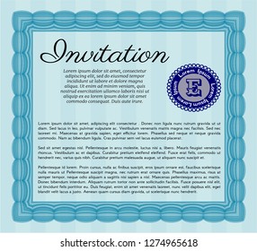 Light blue Invitation template. With quality background. Superior design. Vector illustration. 