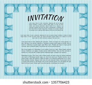 Light blue Invitation template. With quality background. Vector illustration. Superior design. 