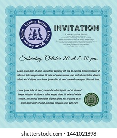 Light blue Invitation template. Retro design. Vector illustration. With complex background. 