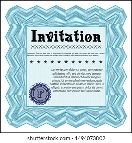 Light blue Invitation template. Retro design. Complex background. Vector illustration. 
