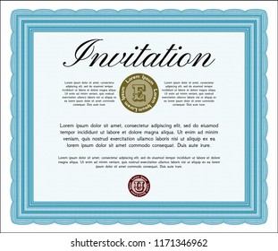 Light blue Invitation template. Superior design. With quality background. Customizable, Easy to edit and change colors. 