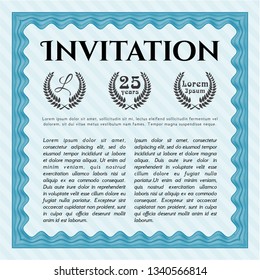 Light blue Invitation template. Superior design. Detailed. Complex background. 