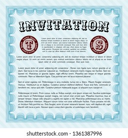 Light blue Invitation template. Superior design. Customizable, Easy to edit and change colors. With background. 