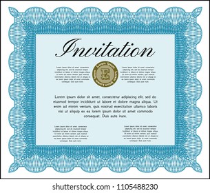 Light blue Invitation. Vector illustration. With background. Excellent design. 