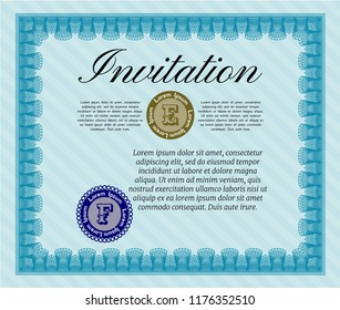 Light blue Invitation. Vector illustration. With quality background. Sophisticated design. 