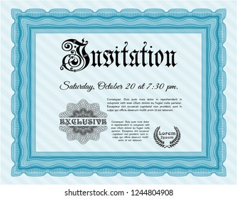 Light blue Invitation. Vector illustration. Complex background. Good design. 