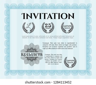 Light blue Invitation. Vector illustration. Complex background. Sophisticated design. 