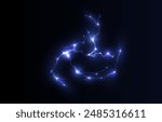 Light blue isolated vector lightning png. Realistic natural neon lightning effectThunderstorm. Strength Energy charge Thunder. Blitz Lightning Thunder Light Sparks Storm Flash