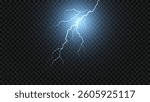 Light blue isolated vector lightning png. Realistic natural neon lightning effectThunderstorm. Blitz Lightning Thunder Light Sparks Storm Flash Thunderstorm.
