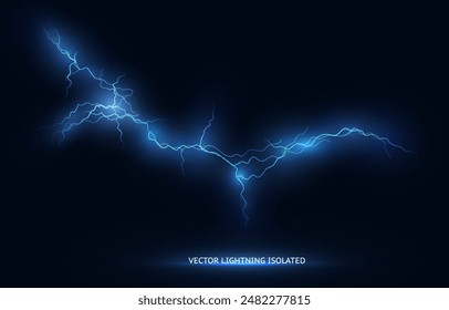 Hellblaue isolierte Vektorgrafik Blitz PNG. Realistischer natürlicher Neon-BlitzeffektGewitter. In: Strength Energy Abbuchung Thunder. Blitz Blitz Blitz Donner Licht Funken Sturm Blitz	
