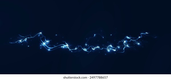 Light blue isolated vector lightning png. Realistic natural neon lightning effectThunderstorm. Strength Energy charge Thunder. Blitz Lightning Thunder Light Sparks Storm Flash	
