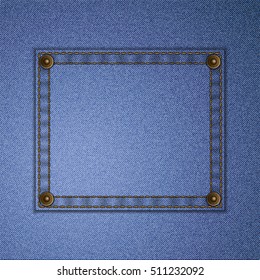 Light blue jeans texture pocket. Vector illustration for your text