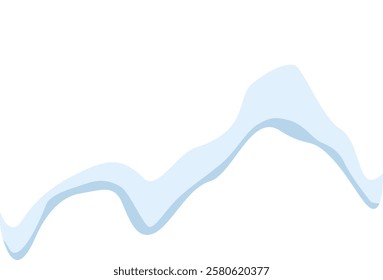 Light blue layered abstract wavy shape with curves and smooth lines creating a modern and minimalist design on a clean white background, ideal for contemporary projects